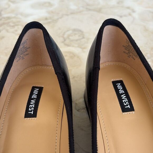 NEW! Nine West Women's Saruh Ballerina Pump Heels Black Vegan Leather $140 - Picture 9 of 12